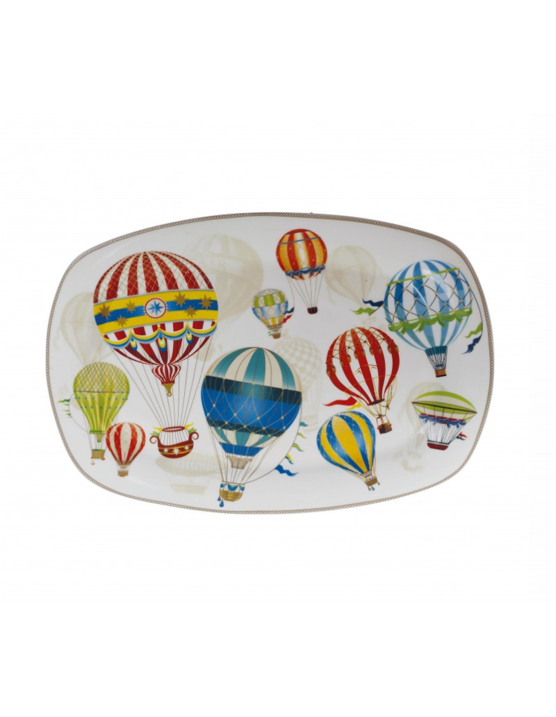 Le Mongolfiere vassoio in new bone china con decoro colorato 35x23 cm | Brandani -BRANDANI