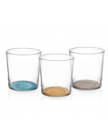 Essential set 6 bicchieri in vetro con fondi colorati assortiti, 27 cl | Brandani -BRANDANI