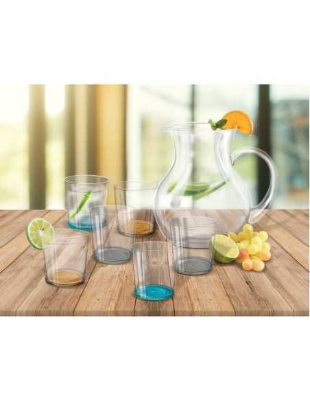 Essential set 6 bicchieri in vetro con fondi colorati assortiti, 27 cl | Brandani -BRANDANI