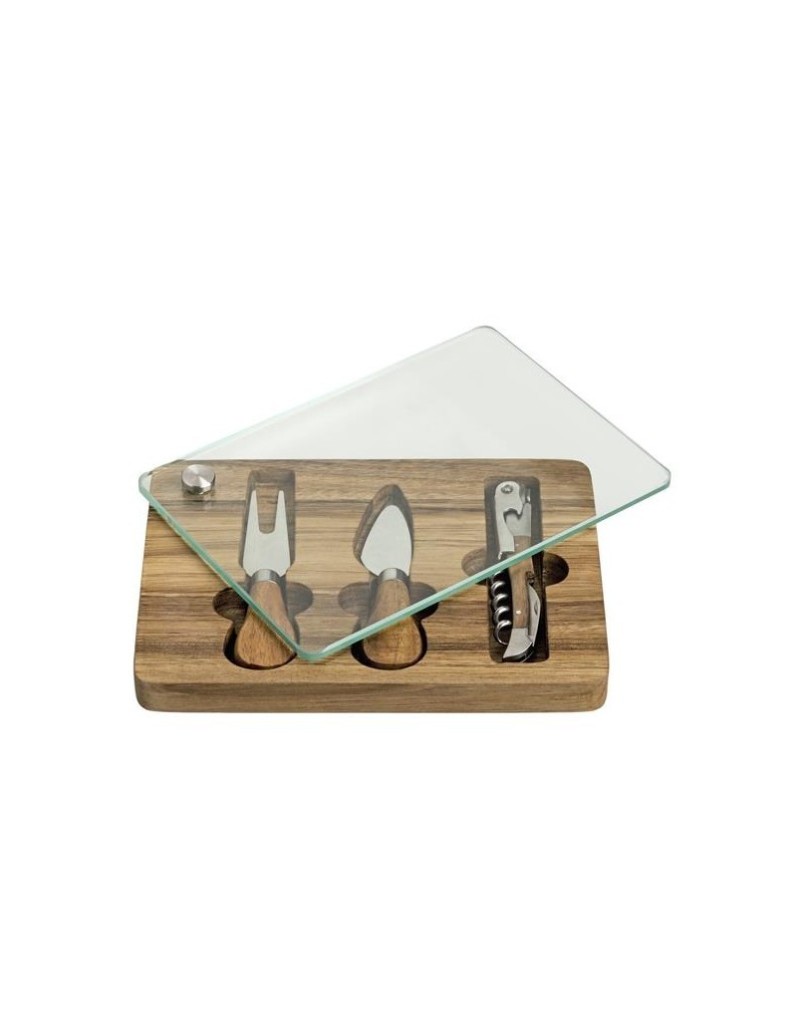 Set degustazione formaggi con tagliere in acacia, utensili e cavatappi inox | Brandani -BRANDANI