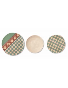 Le Cementine Quadrella servizio 18 piatti in gres multicolor | Brandani -BRANDANI