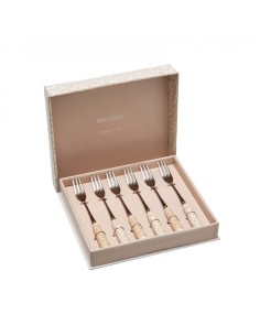 Campo ai Fiori set 6 forchettine da dolce in acciaio inox e ceramica | Brandani -BRANDANI