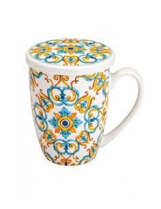Mug Medicea cuore in new bone china con infusore inox e tappo | Brandani -BRANDANI