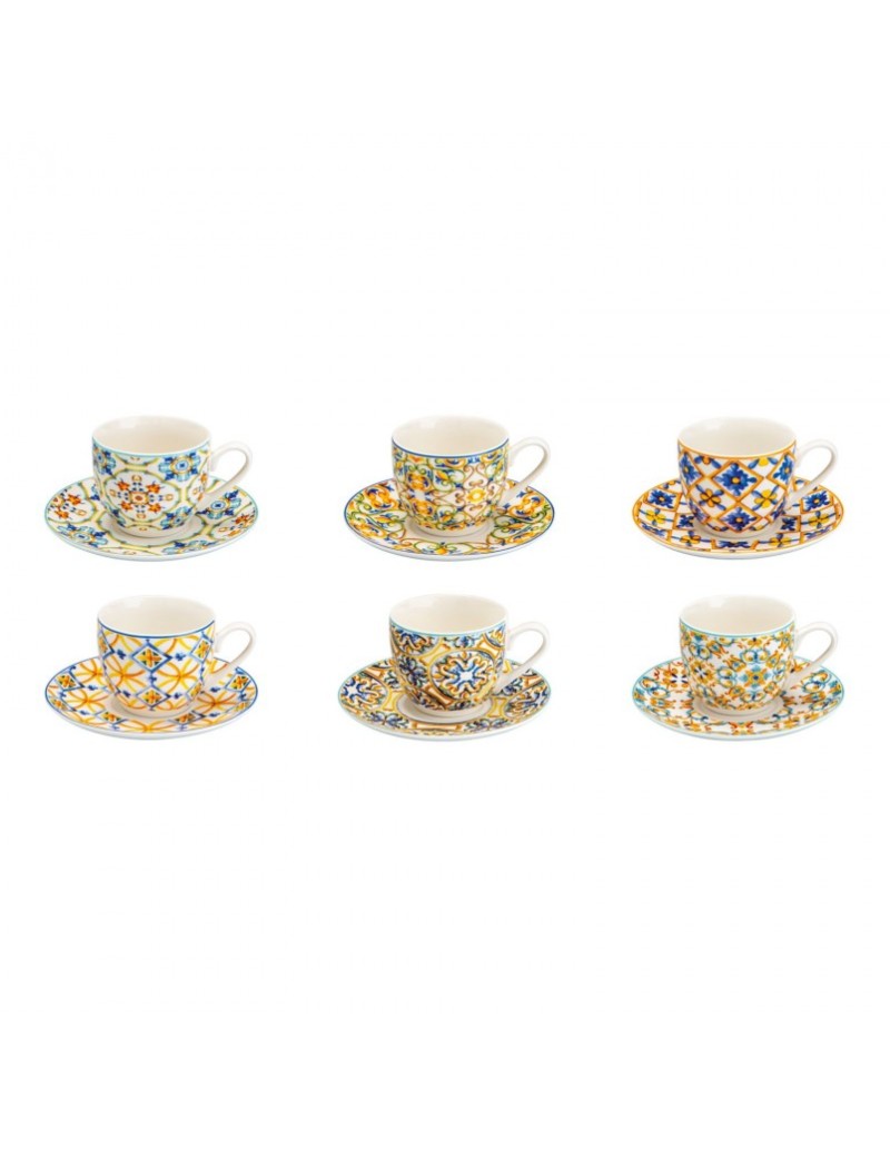 Set 6 tazzine da caffè con piattino Medicea in new bone china 90 ml | Brandani -BRANDANI