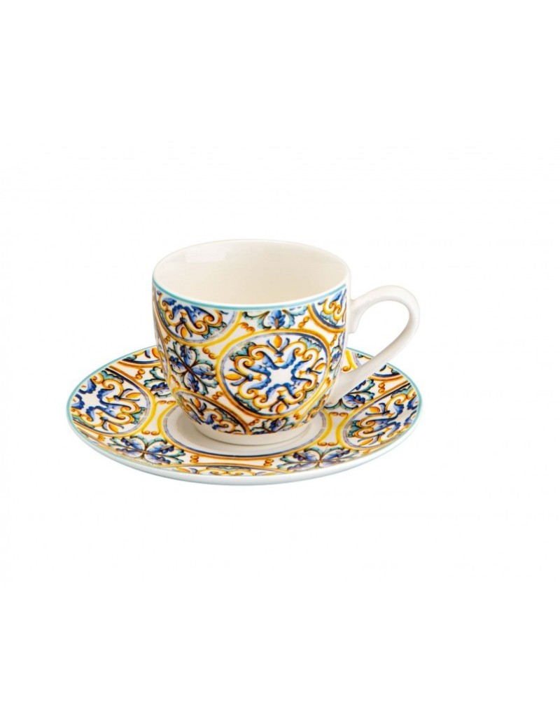 Set 6 tazzine da caffè con piattino Medicea in new bone china 90 ml | Brandani -BRANDANI