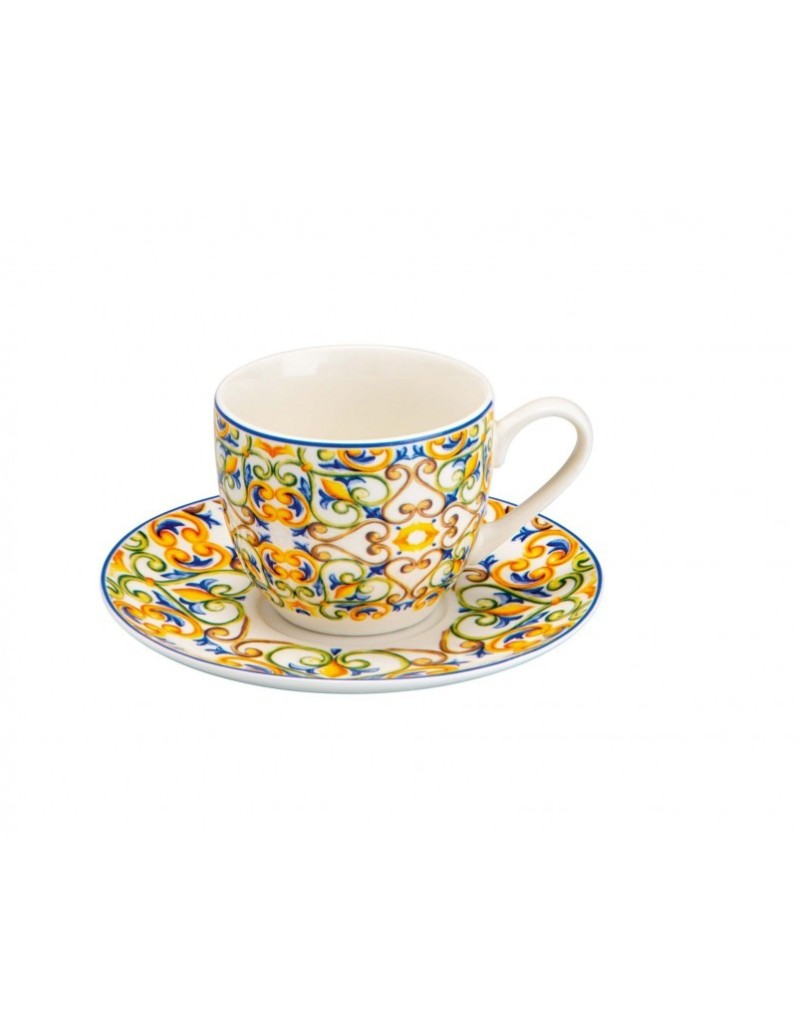 Set 6 tazzine da caffè con piattino Medicea in new bone china 90 ml | Brandani -BRANDANI