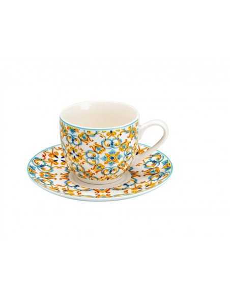 Set 6 tazzine da caffè con piattino Medicea in new bone china 90 ml | Brandani -BRANDANI