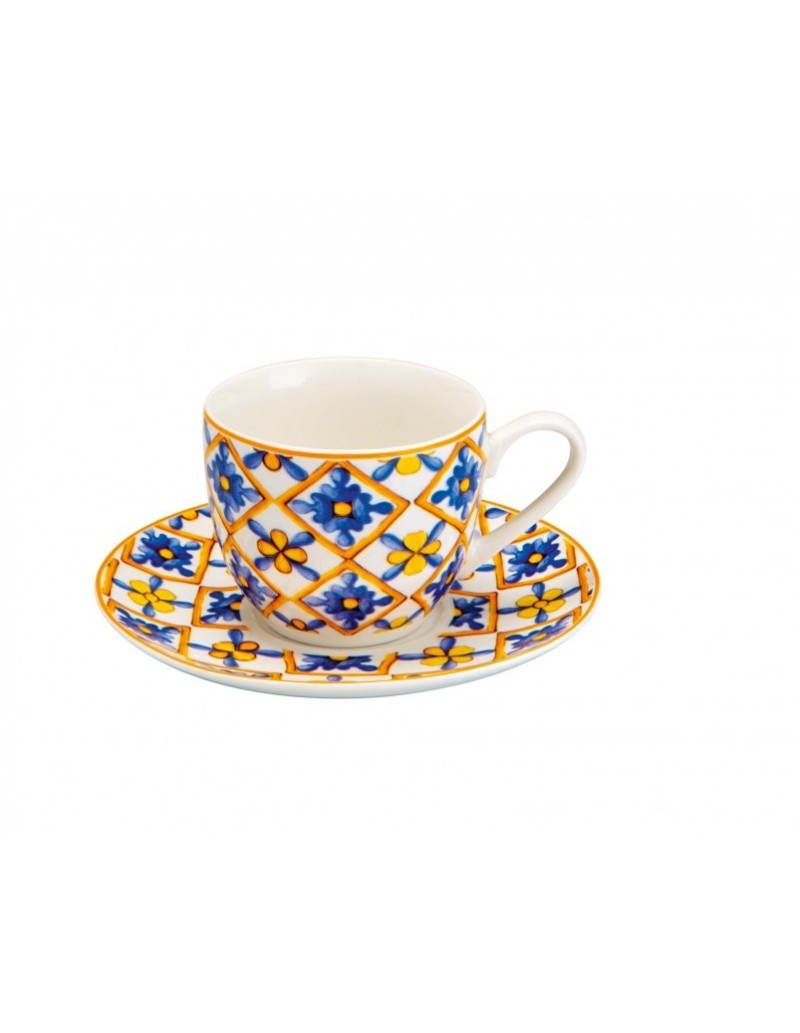 Set 6 tazzine da caffè con piattino Medicea in new bone china 90 ml | Brandani -BRANDANI