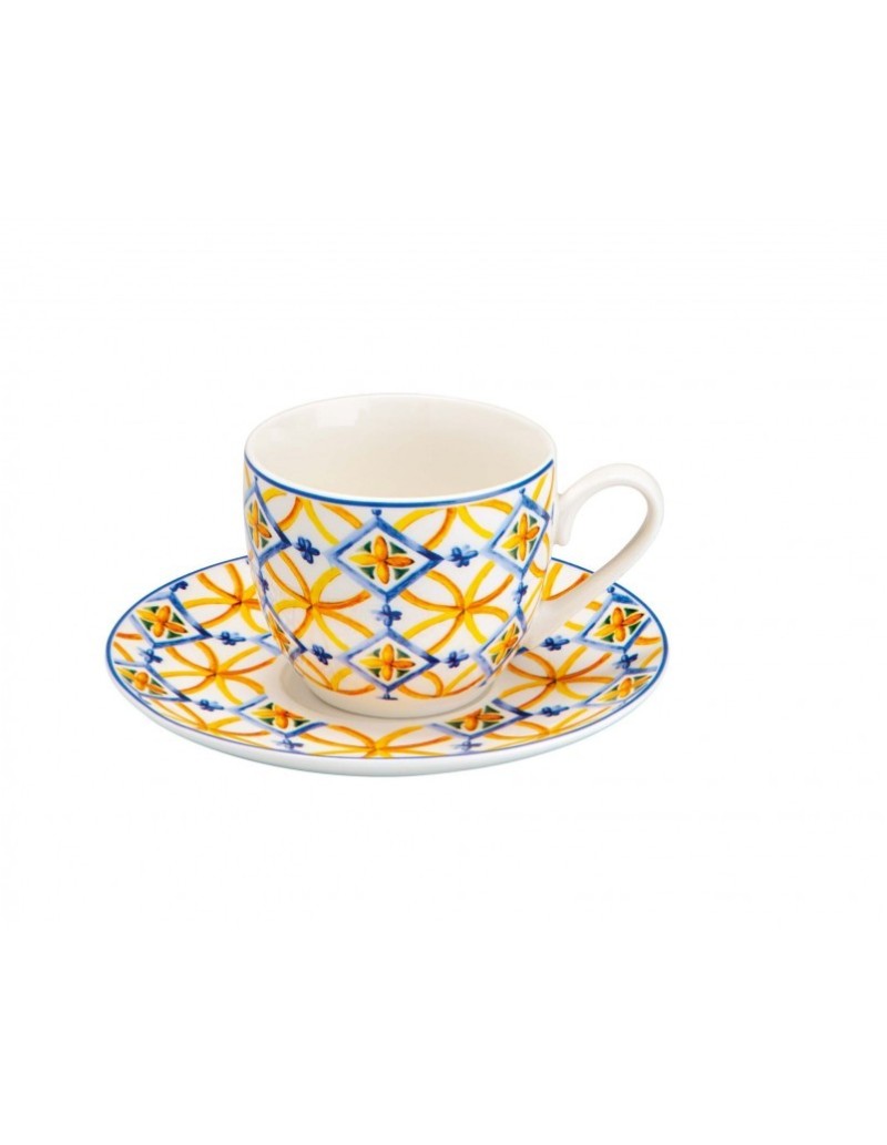 Set 6 tazzine da caffè con piattino Medicea in new bone china 90 ml | Brandani -BRANDANI