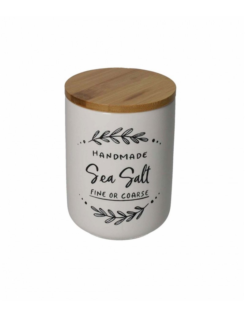 Barattolo sale in new bone china con tappo in bambù | Brandani -BRANDANI