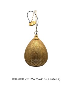 Sospensione Oriental etnica in metallo oro opaco, 25x25x41 cm, E27 | Bolzonella -BOLZONELLA