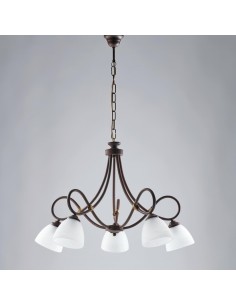 Lampadario Dallas a 5 luci in ferro battuto ruggine, 69 cm | Bonetti Illumina -BONETTI ILLUMINA