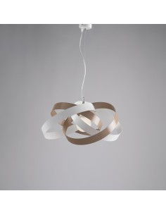 Lampada a sospensione Vertigo ad anelli bianco e tortora, made in Italy, E27 | Bonetti -BONETTI ILLUMINA