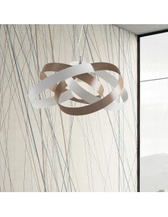 Lampada a sospensione Vertigo ad anelli bianco e tortora, made in Italy, E27 | Bonetti -BONETTI ILLUMINA 2
