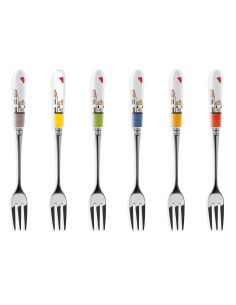 Le Casette set 6 forchettine da dolce in acciaio e alluminio in confezione regalo | Egan -EGAN