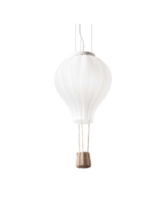 Lampada a sospensione mongolfiera per cameretta in vetro bianco e corda, E27 | Ideal Lux -IDEAL LUX