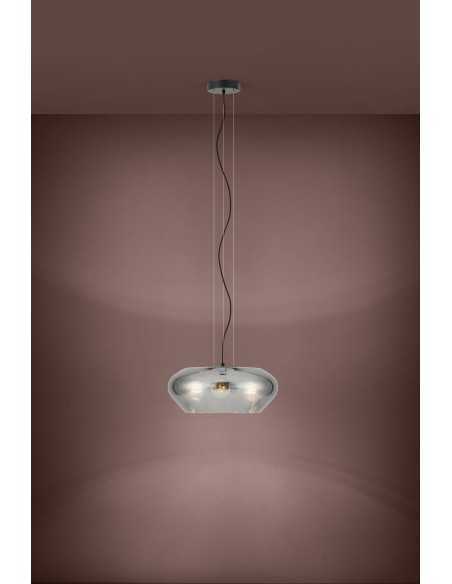 Lampada a sospensione Priorat 3 luci Ø 50 in vetro fumé e nero opaco, E27 | Eglo -EGLO