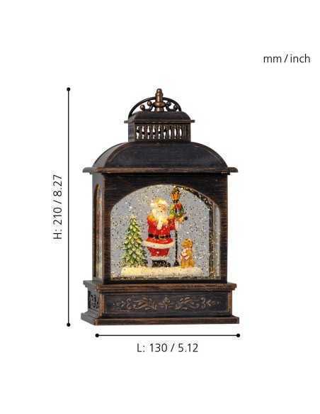 Lanterna natalizia LED Vinter con Babbo Natale, a batterie con timer, 13 x 8 x 21 cm | Eglo -EGLO
