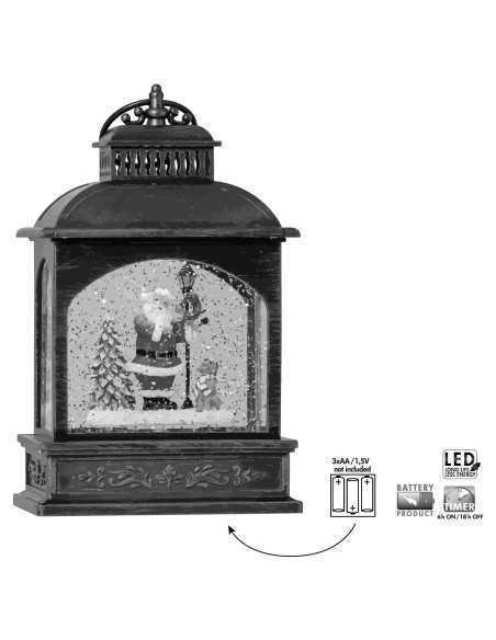 Lanterna natalizia LED Vinter con Babbo Natale, a batterie con timer, 13 x 8 x 21 cm | Eglo -EGLO