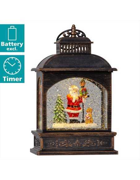 Lanterna natalizia LED Vinter con Babbo Natale, a batterie con timer, 13 x 8 x 21 cm | Eglo -EGLO