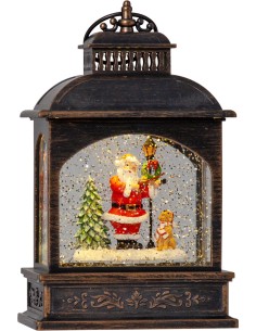 Lanterna natalizia LED Vinter con Babbo Natale, a batterie con timer, 13 x 8 x 21 cm | Eglo -EGLO