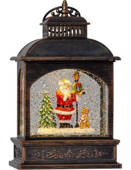 Lanterna natalizia LED Vinter con Babbo Natale, a batterie con timer, 13 x 8 x 21 cm | Eglo -EGLO