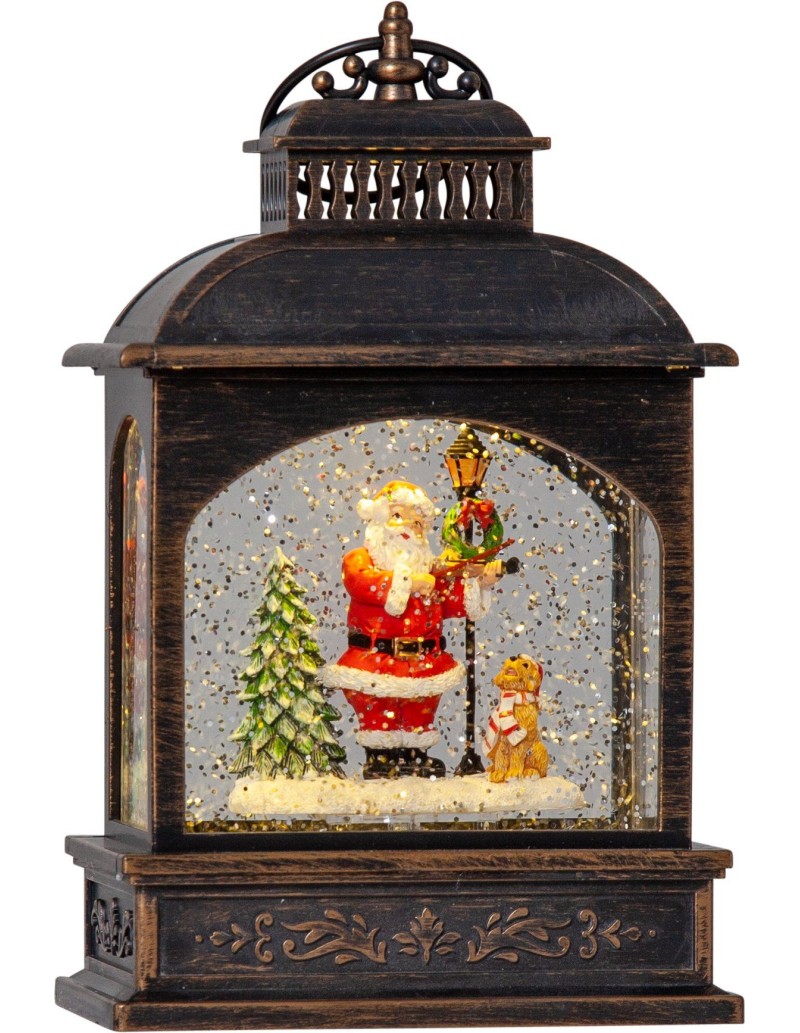 Lanterna natalizia LED Vinter con Babbo Natale, a batterie con timer, 13 x 8 x 21 cm | Eglo -EGLO