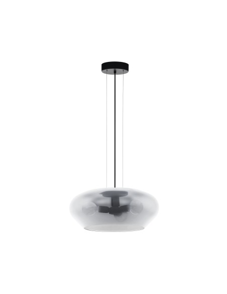 Lampada a sospensione Priorat 3 luci Ø 50 in vetro fumé e nero opaco, E27 | Eglo -EGLO
