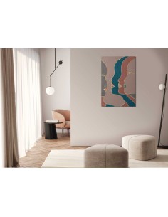 Quadro astratto Appearance profili di donna in rilievo, bianco, grigio, oro e rosa, 80x120 cm | Agave -AGAVE 2
