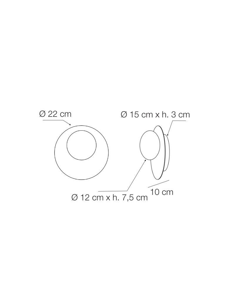 Plafoniera applique LED Bianca Ø 22 cm ottone, 7 W 3000 K dimmerabile | Elesi Luce -ELESI LUCE