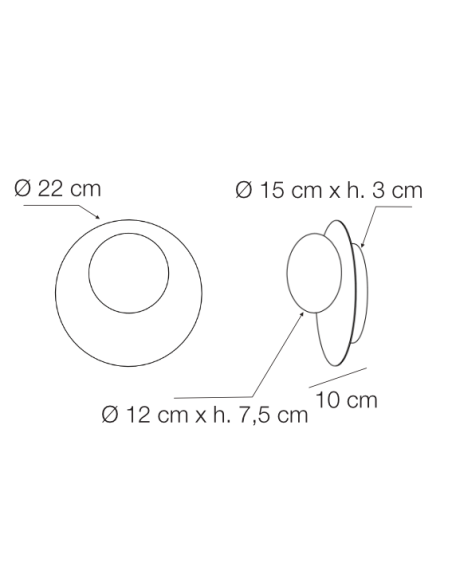 Plafoniera applique LED Bianca Ø 22 cm ottone, 7 W 3000 K dimmerabile | Elesi Luce -ELESI LUCE