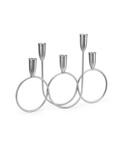 Cerchi candeliere 5 fiamme in metallo argento, collezione Tropical | Fade -FADE