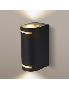 Applique interno/esterno in alluminio nero a 2 fasci, 2 GU10, impermeabile | Aigostar -AIGOSTAR