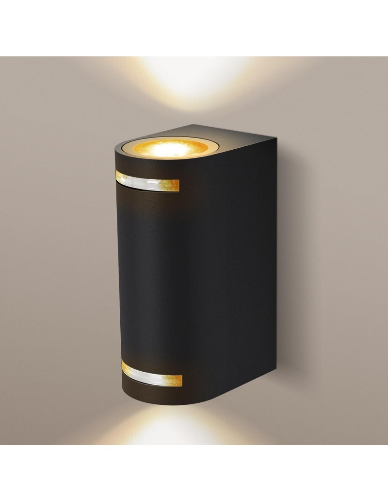 Applique interno/esterno in alluminio nero a 2 fasci, 2 GU10, impermeabile | Aigostar -AIGOSTAR