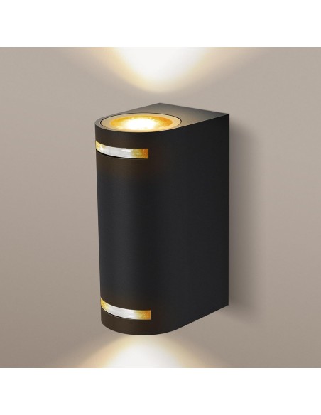 Applique interno/esterno in alluminio nero a 2 fasci, 2 GU10, impermeabile | Aigostar -AIGOSTAR