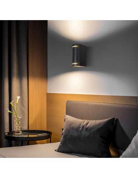 Applique interno/esterno in alluminio nero a 2 fasci, 2 GU10, impermeabile | Aigostar -AIGOSTAR