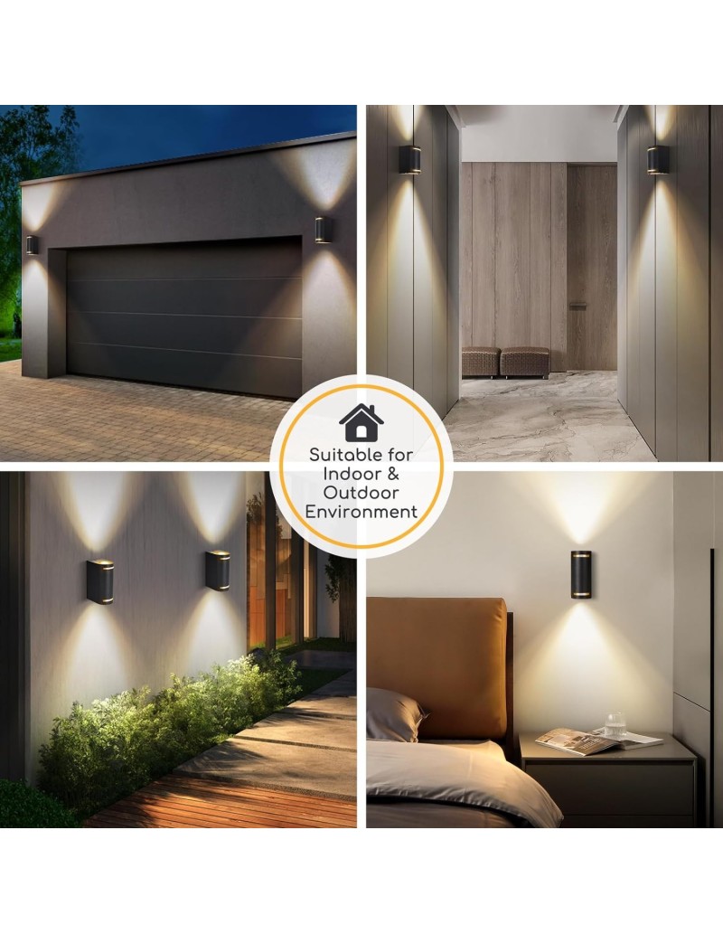 Applique interno/esterno in alluminio nero a 2 fasci, 2 GU10, impermeabile | Aigostar -AIGOSTAR
