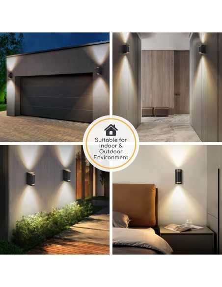 Applique interno/esterno in alluminio nero a 2 fasci, 2 GU10, impermeabile | Aigostar -AIGOSTAR
